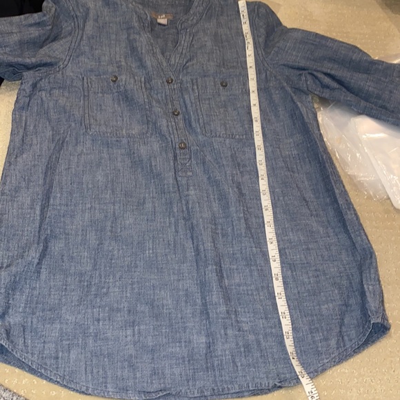 J.JILL Blue Denim Half Button Shirt - Picture 7 of 8